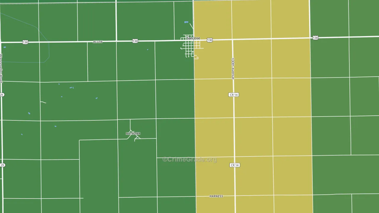 Natrona, IL Map of Vehicle Theft Rates