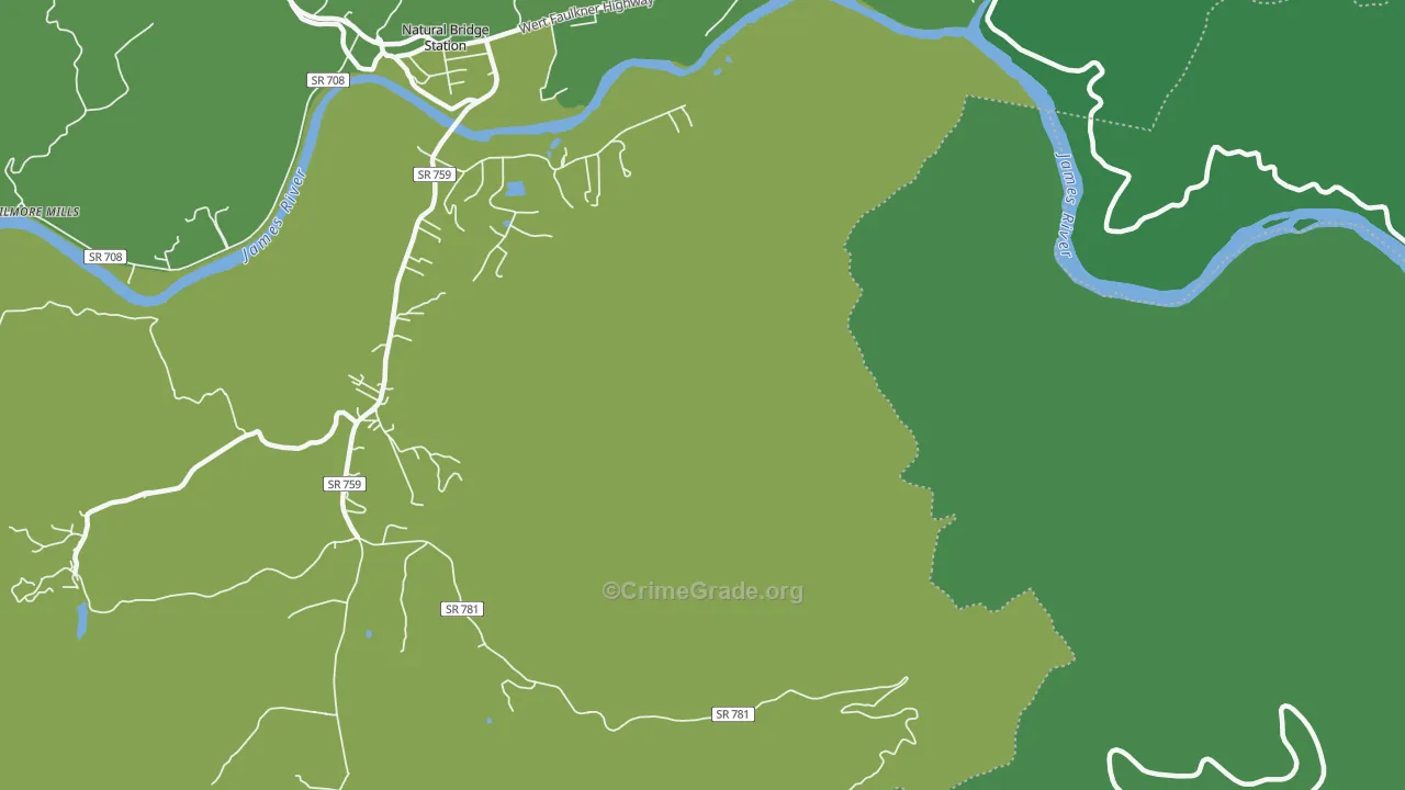 Naturl Br Sta, VA Map of Vehicle Theft Rates