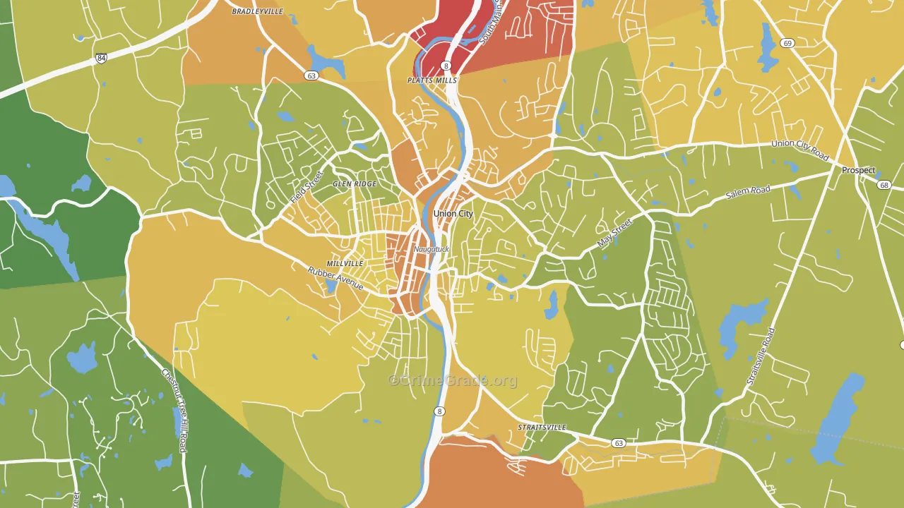 Naugatuck, CT Map of Vehicle Theft Rates