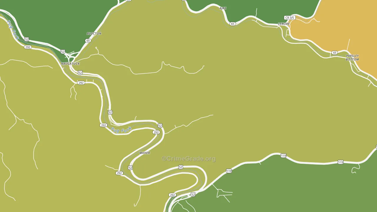Naugatuck, WV Map of Vehicle Theft Rates