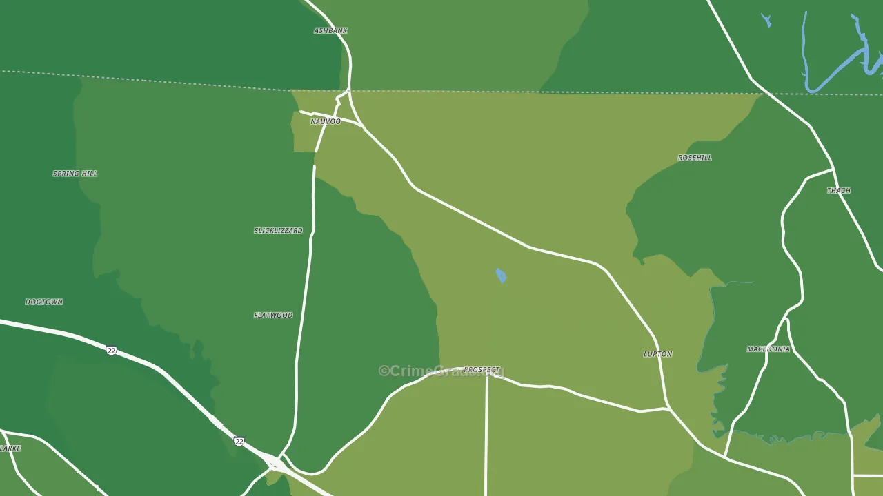 Nauvoo, AL Map of Vehicle Theft Rates