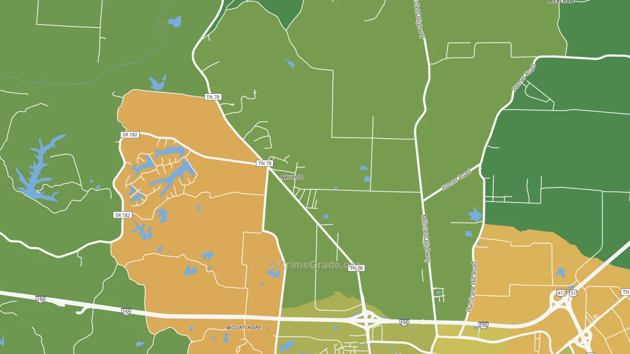Nauvoo, TN Map of Vehicle Theft Rates