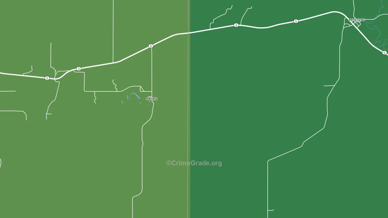 Navajo, MT Map of Vehicle Theft Rates