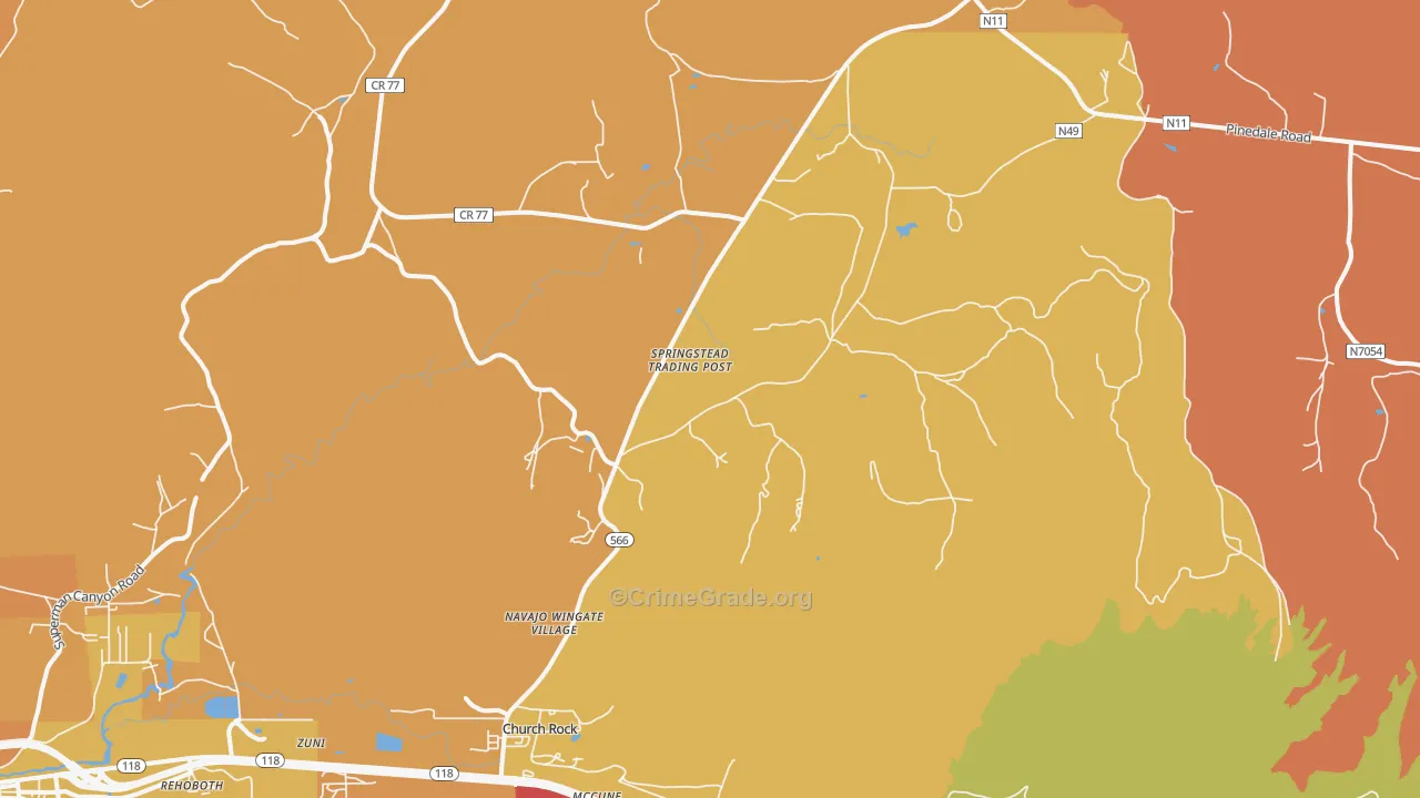 Navajo Wingate Village, NM Map of Vehicle Theft Rates