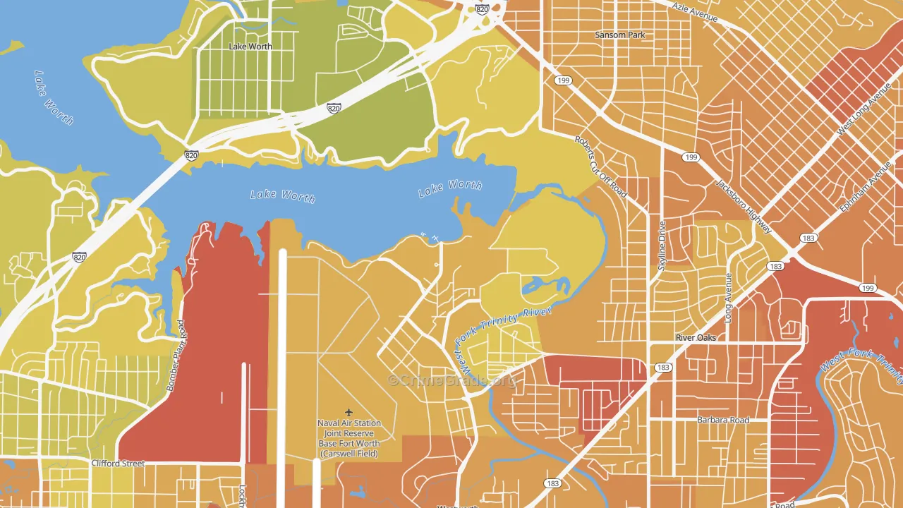 Naval Air Station JRB, TX Map of Vehicle Theft Rates