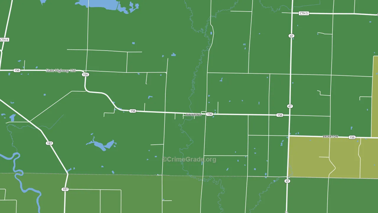 Navarino, WI Map of Vehicle Theft Rates