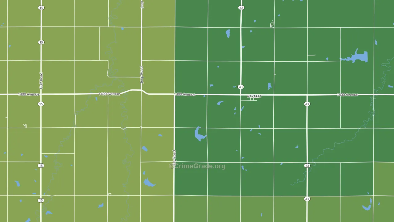 Navarre, KS Map of Vehicle Theft Rates