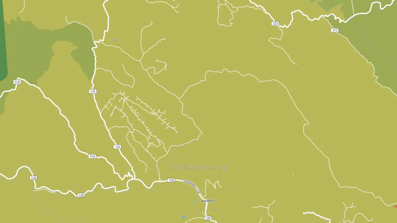 Navarro, CA Map of Vehicle Theft Rates