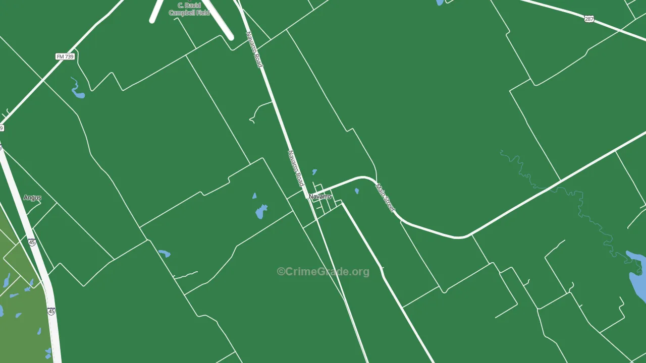 Navarro, TX Map of Vehicle Theft Rates