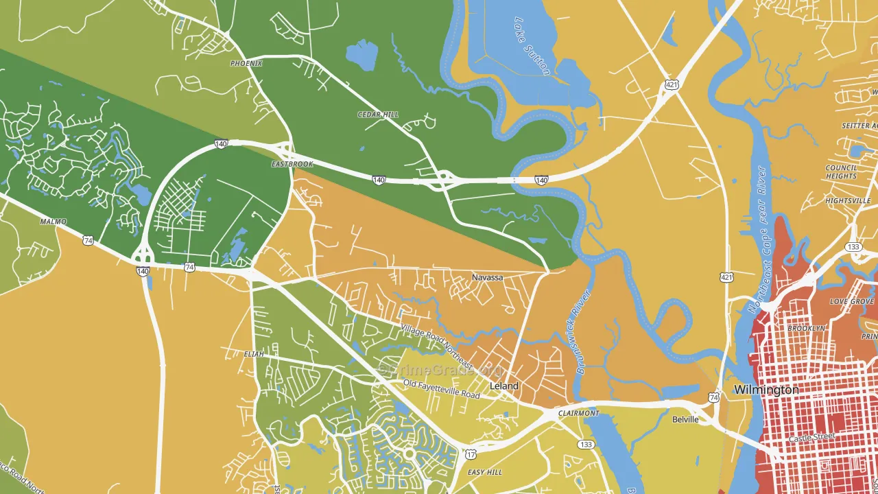 Navassa, NC Map of Vehicle Theft Rates