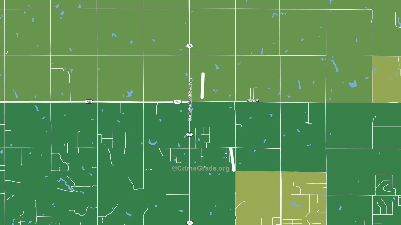 Navina, OK Map of Vehicle Theft Rates