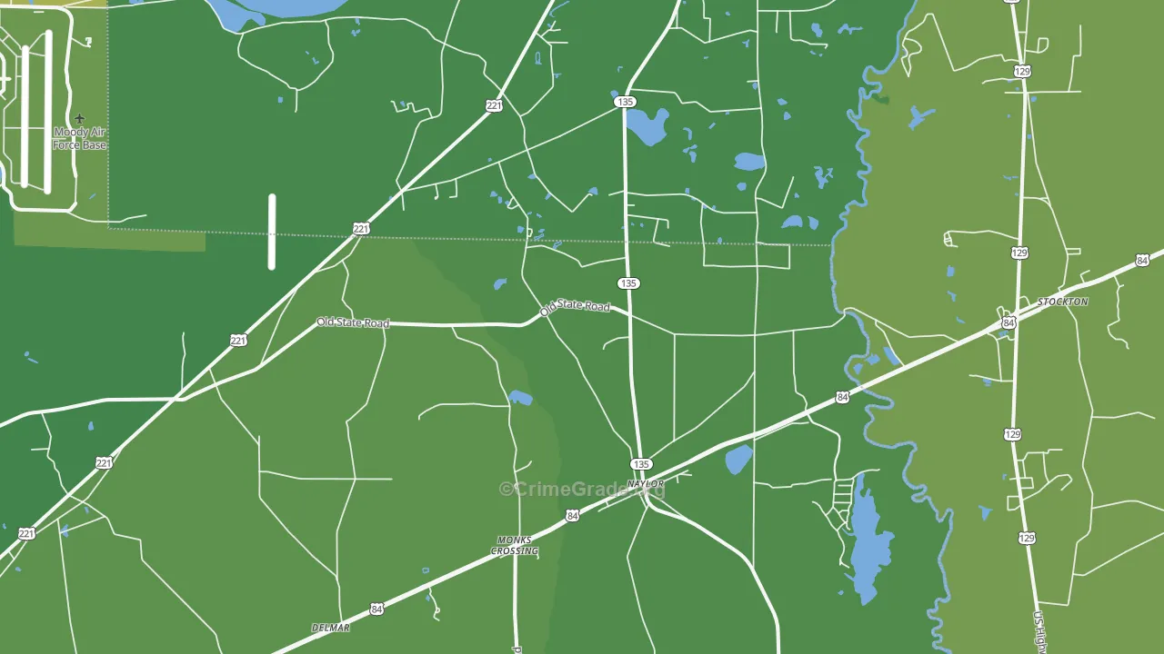 Naylor, GA Map of Vehicle Theft Rates