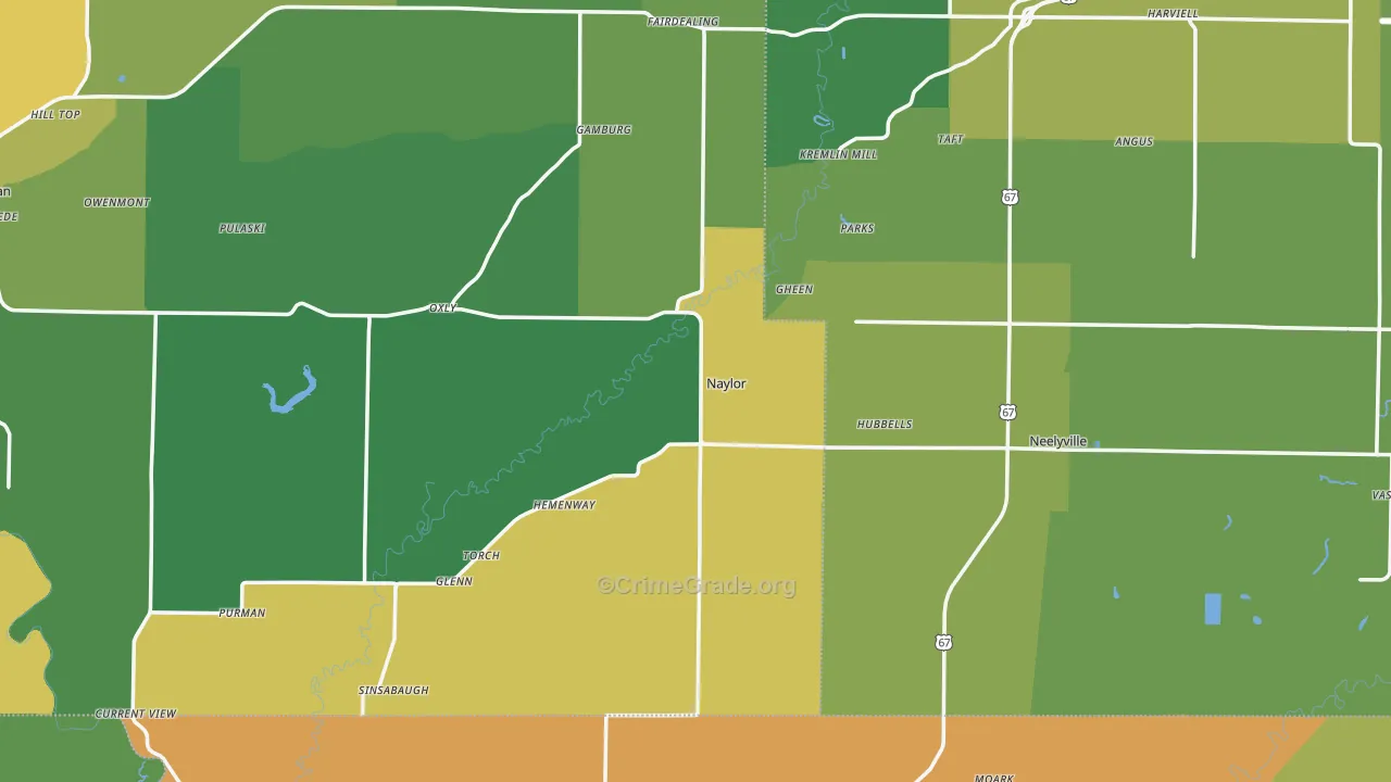 Naylor, MO Map of Vehicle Theft Rates