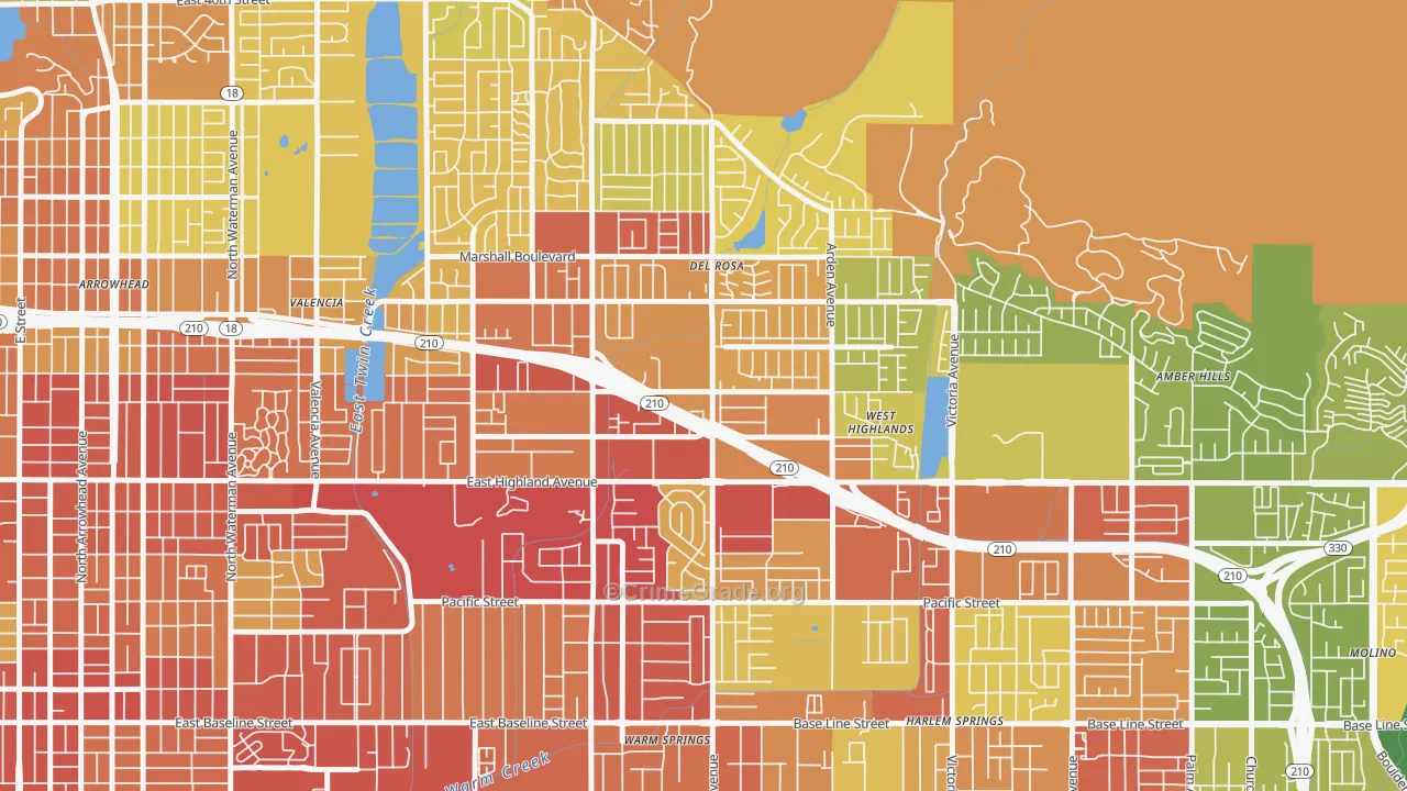 NE-Sterling, San Bernardino, CA Map of Vehicle Theft Rates