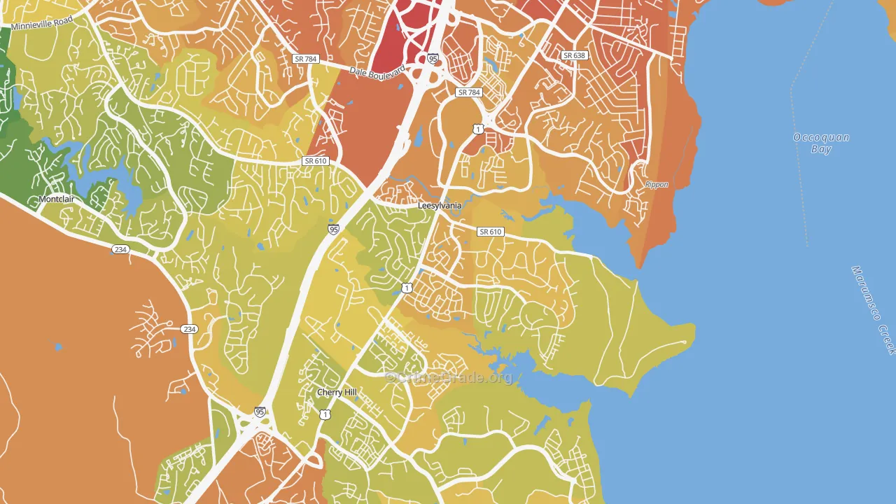 Neabsco, VA Map of Vehicle Theft Rates