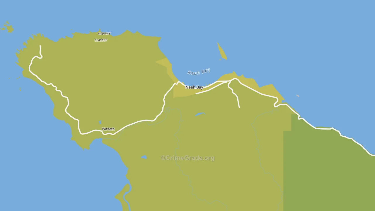 Neah Bay, WA Map of Vehicle Theft Rates