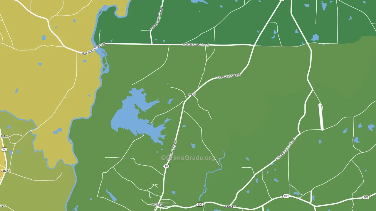 Neal, GA Map of Vehicle Theft Rates