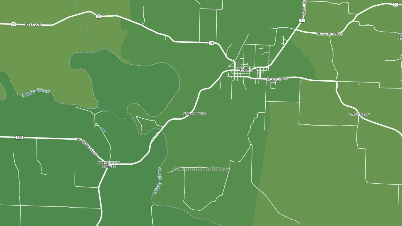 Neal Springs, AR Map of Vehicle Theft Rates
