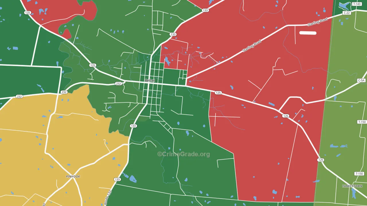 Neals Corner, OH Map of Vehicle Theft Rates