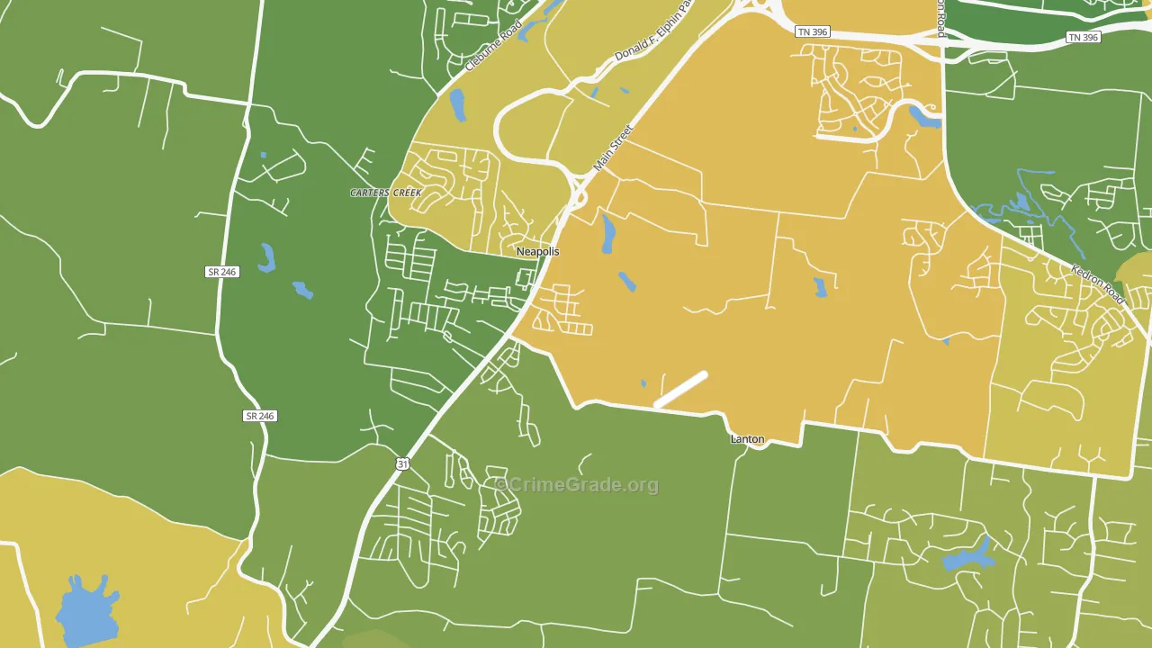 Neapolis, TN Map of Vehicle Theft Rates