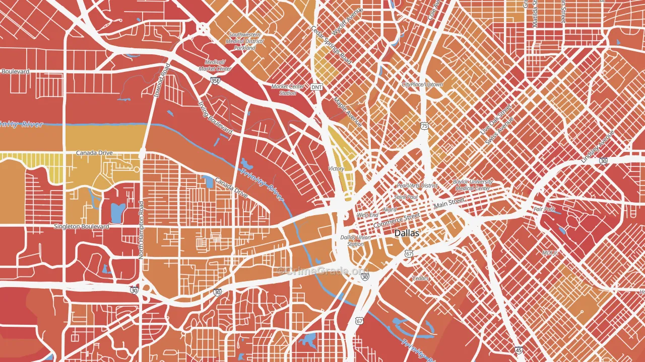 Near East, Dallas, TX Map of Vehicle Theft Rates