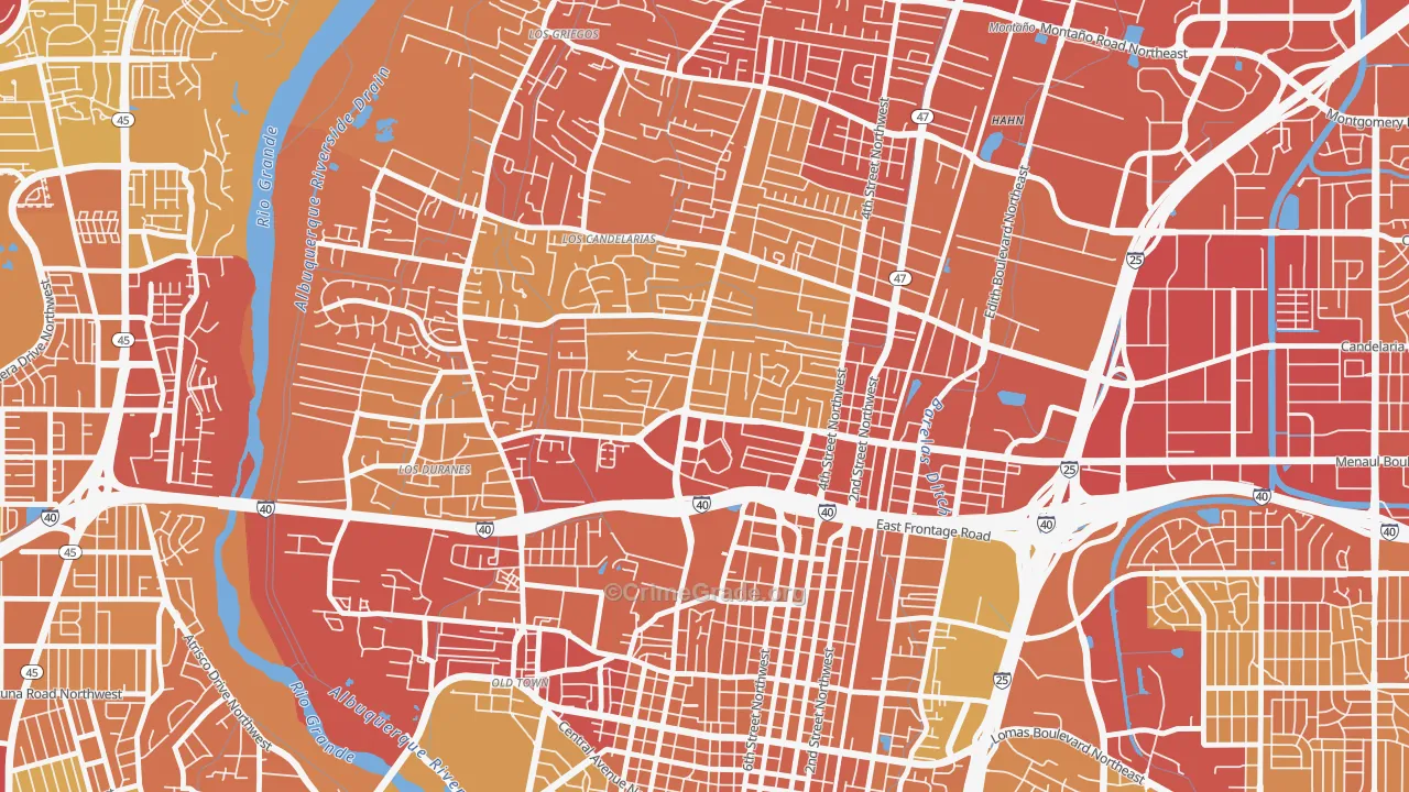 Near N Valley, Albuquerque, NM Map of Vehicle Theft Rates