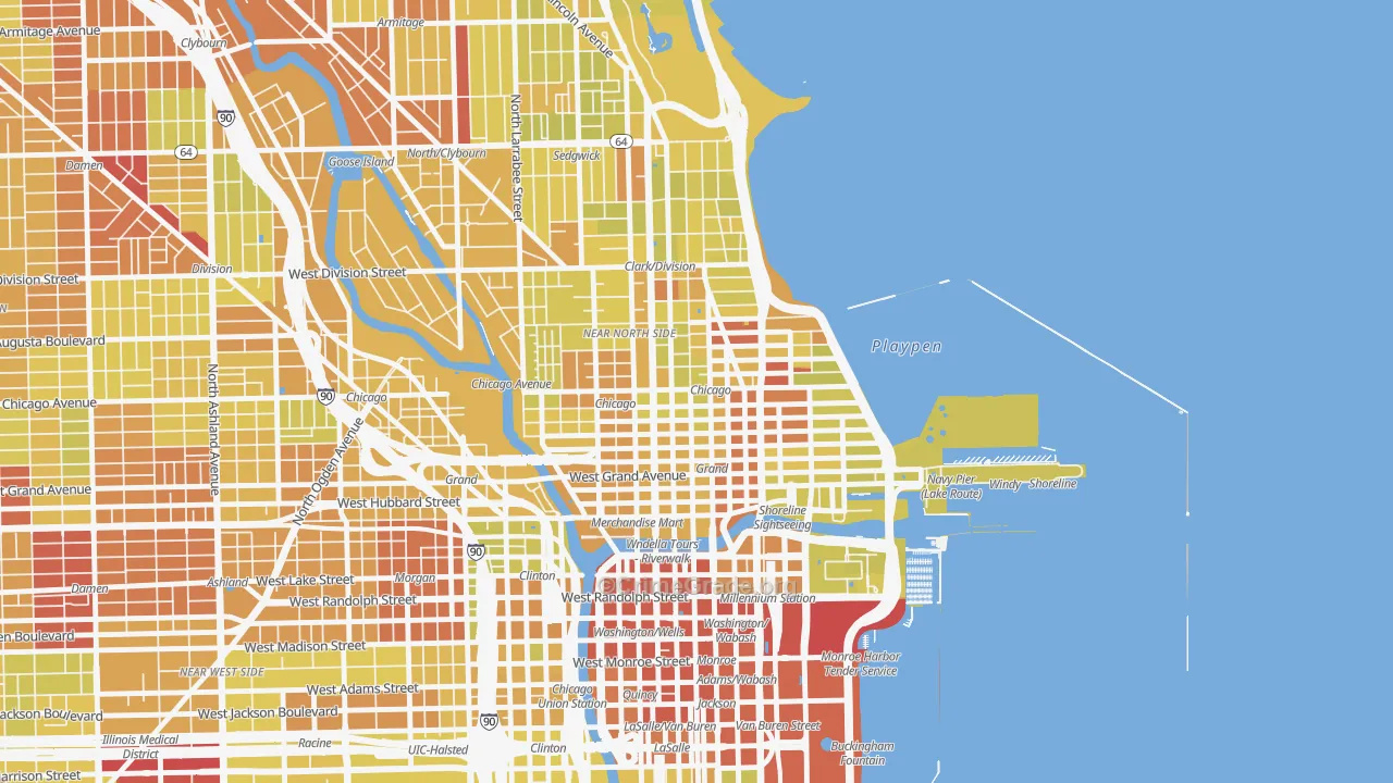 Near North Side, Chicago, IL Map of Vehicle Theft Rates