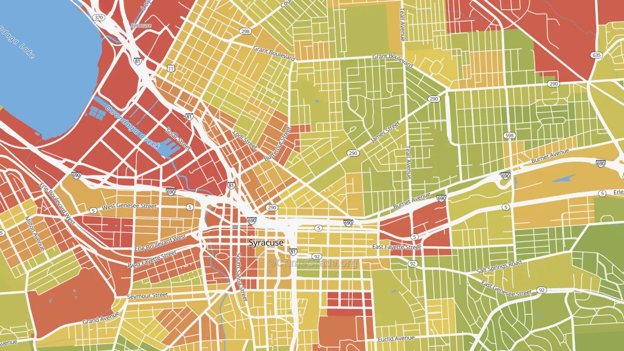 Near Northeast, Syracuse, NY Map of Vehicle Theft Rates