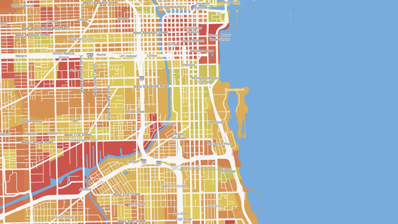 Near South Side, Chicago, IL Map of Vehicle Theft Rates