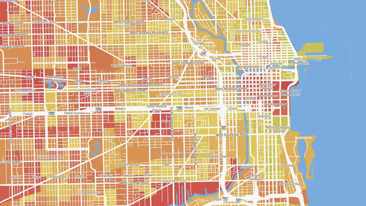 Near West Side, Chicago, IL Map of Vehicle Theft Rates