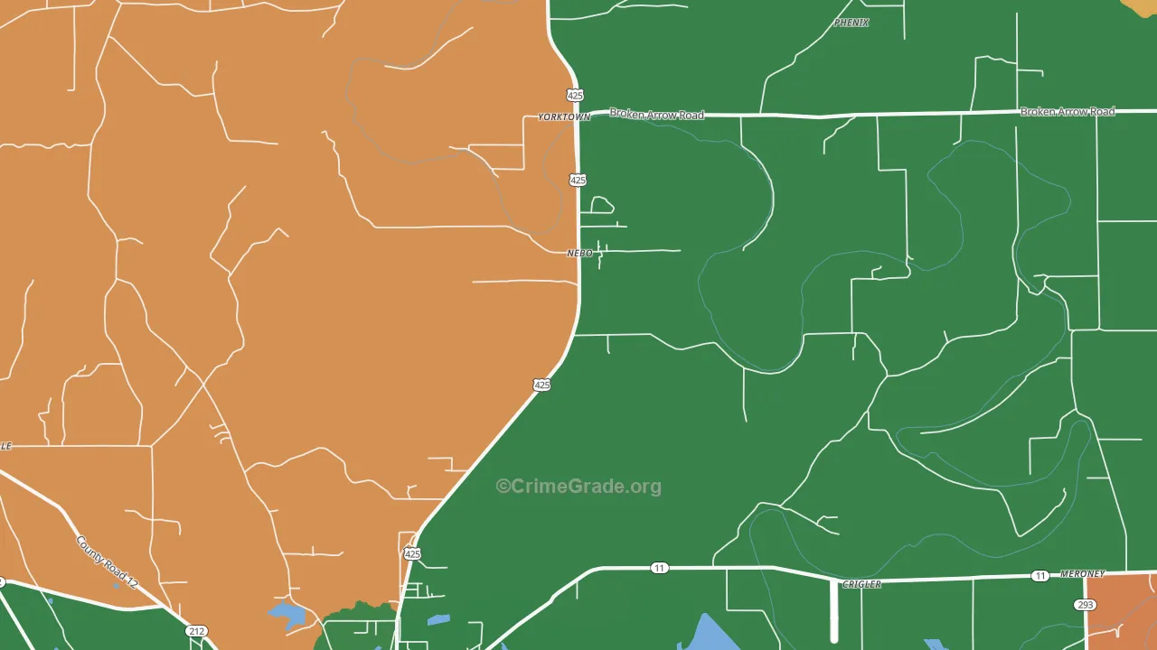 Nebo, AR Map of Vehicle Theft Rates