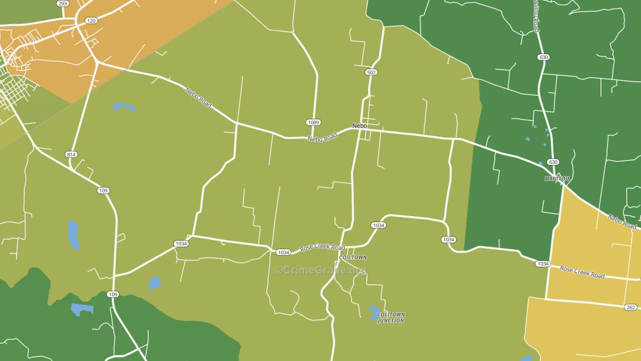 Nebo, KY Map of Vehicle Theft Rates