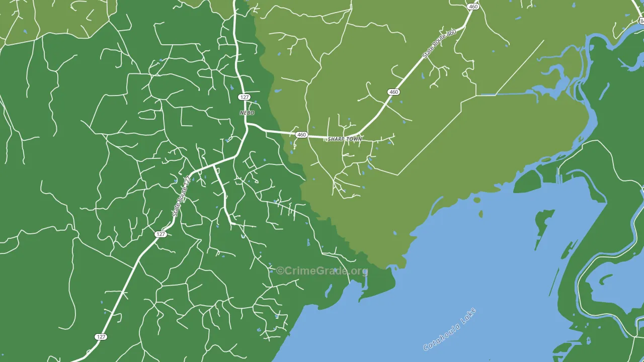 Nebo, LA Map of Vehicle Theft Rates