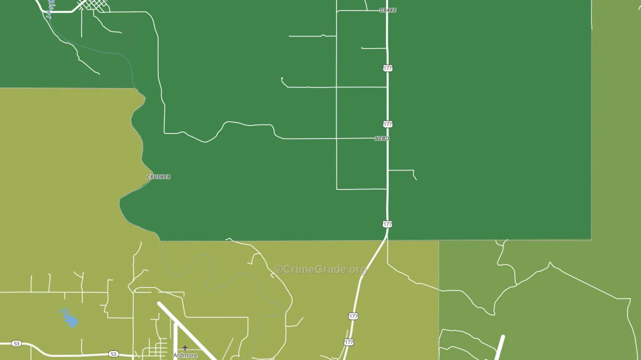 Nebo, OK Map of Vehicle Theft Rates