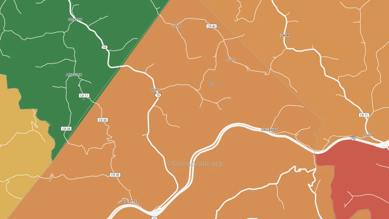 Nebo, WV Map of Vehicle Theft Rates