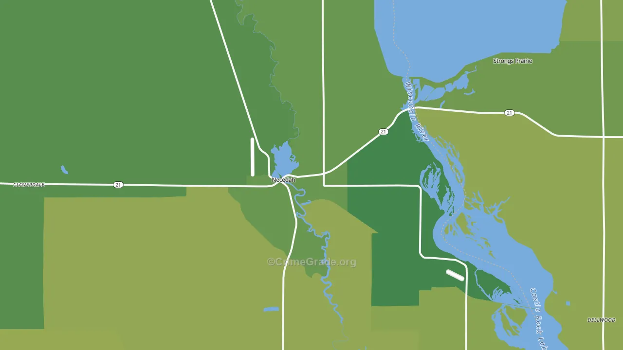 Necedah, WI Map of Vehicle Theft Rates