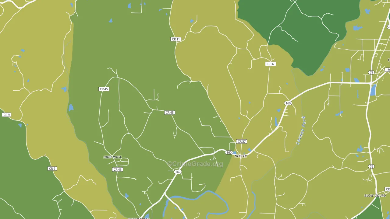 Nectar, AL Map of Vehicle Theft Rates