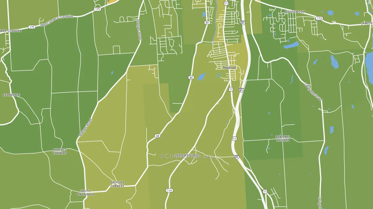 Nedrow, NY Map of Vehicle Theft Rates