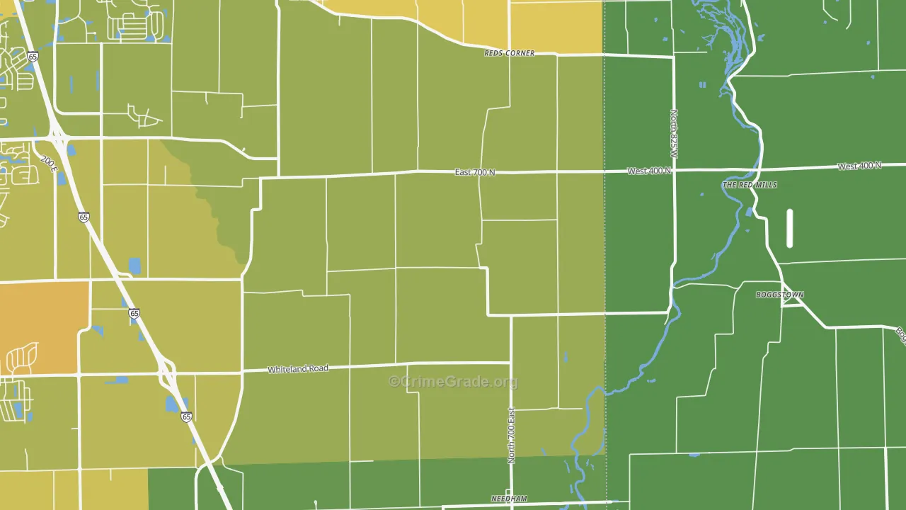 Needham, IN Map of Vehicle Theft Rates