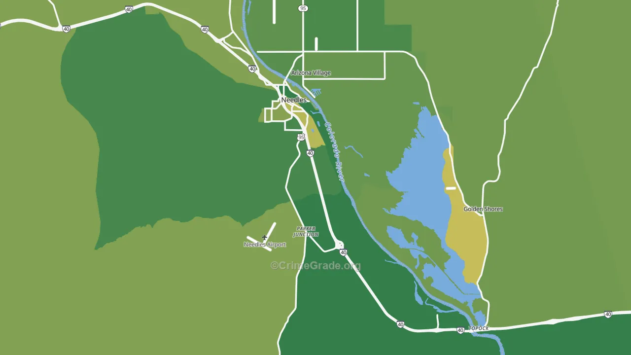 Needles, CA Map of Vehicle Theft Rates