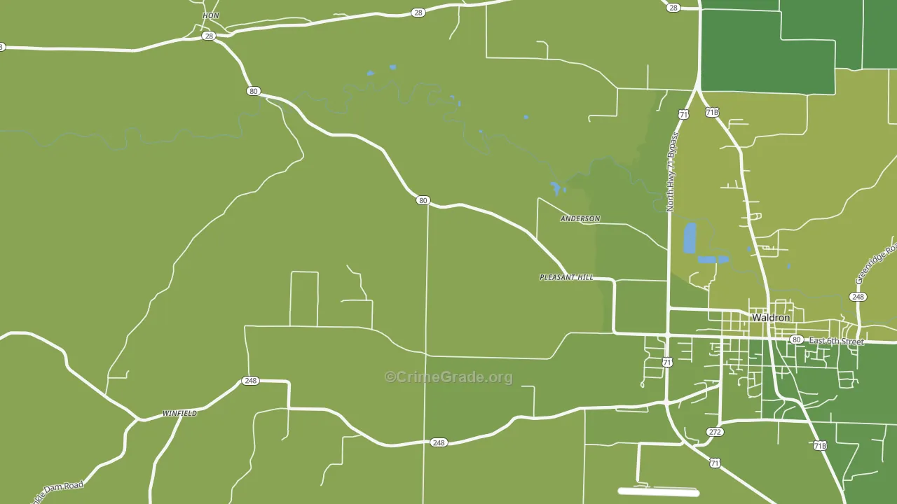 Needmore, AR Map of Vehicle Theft Rates