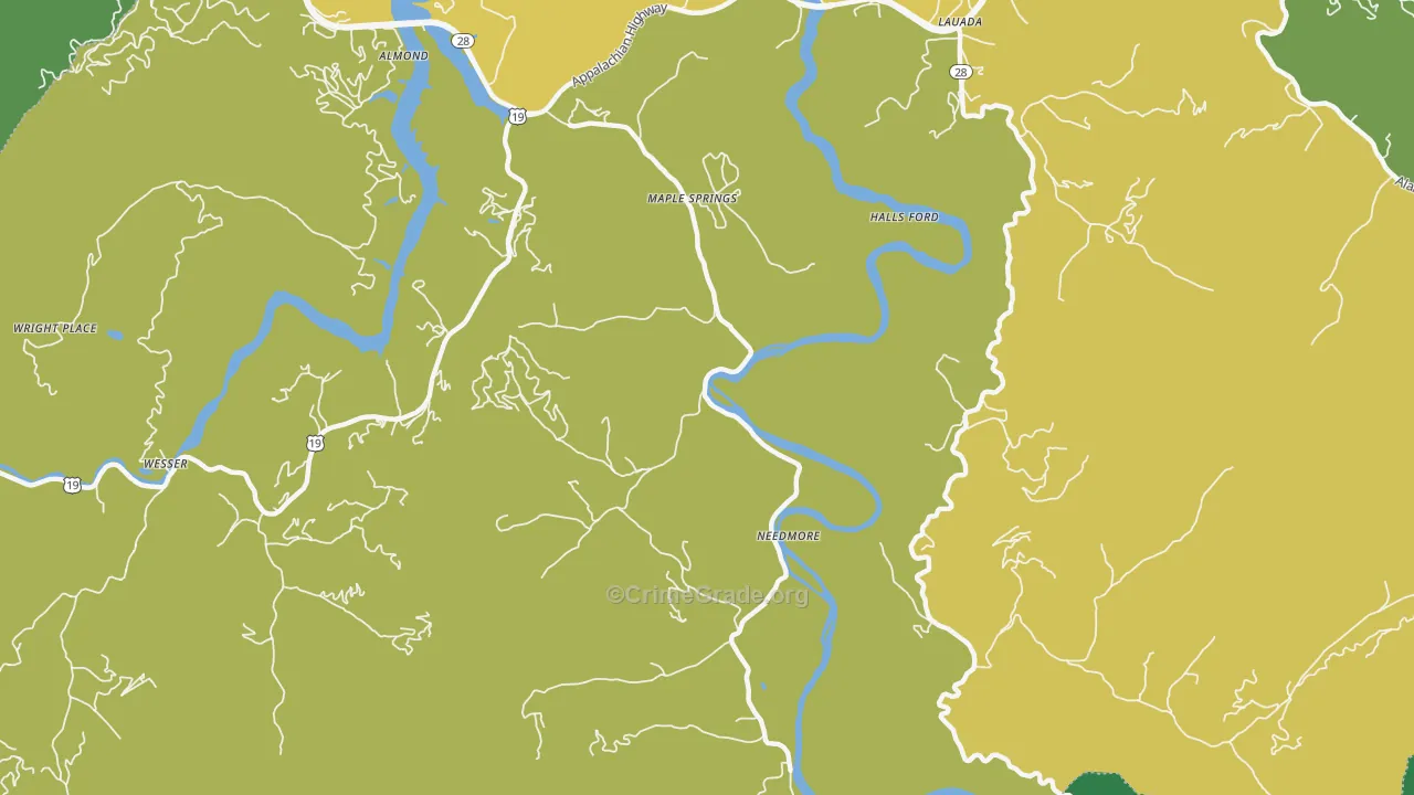 Needmore, NC Map of Vehicle Theft Rates