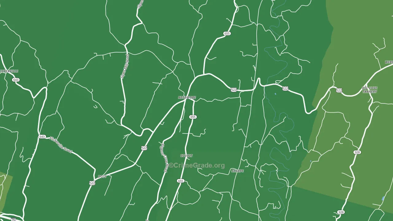 Needmore, PA Map of Vehicle Theft Rates
