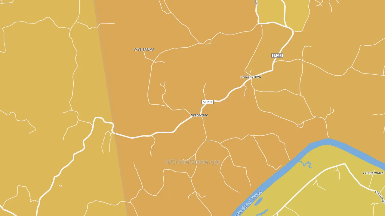 Needmore, TN Map of Vehicle Theft Rates