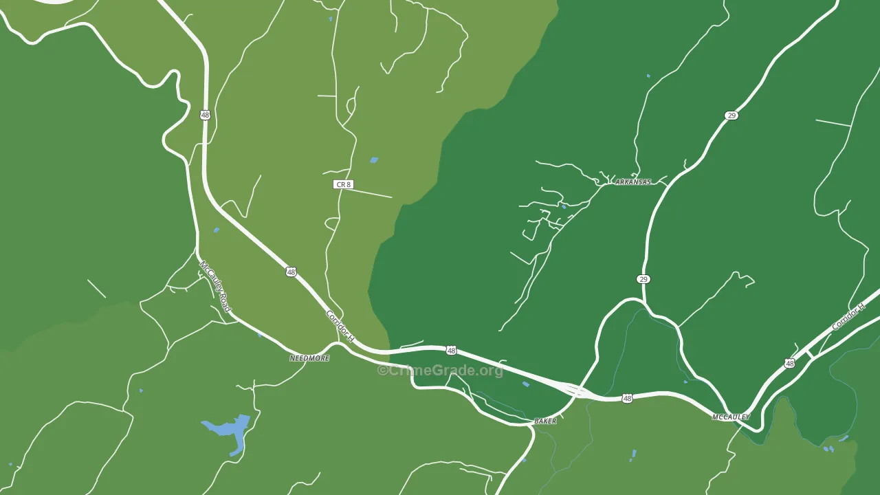 Needmore, WV Map of Vehicle Theft Rates