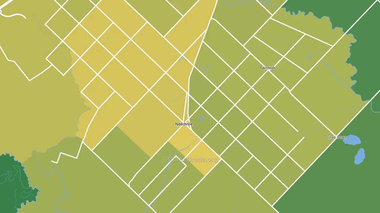 Needville, TX Map of Vehicle Theft Rates