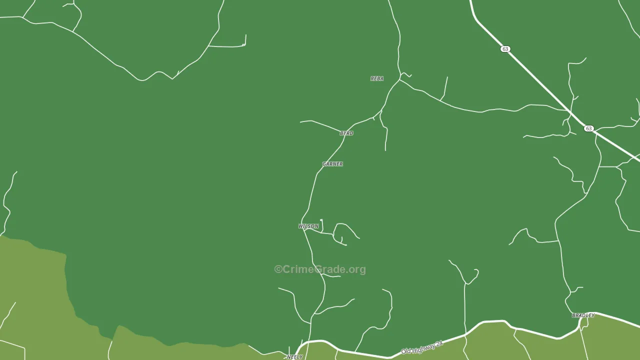 Neely, MS Map of Vehicle Theft Rates