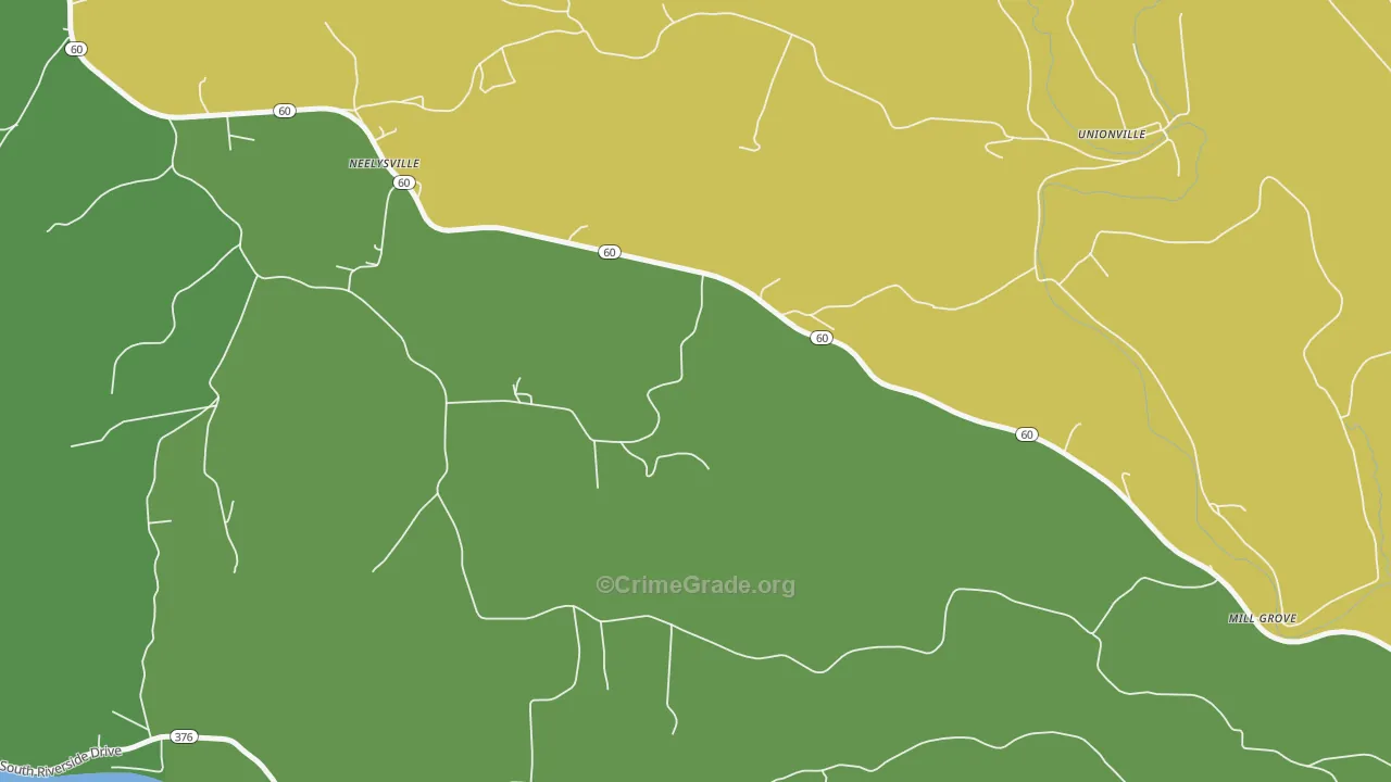Neelysville, OH Map of Vehicle Theft Rates