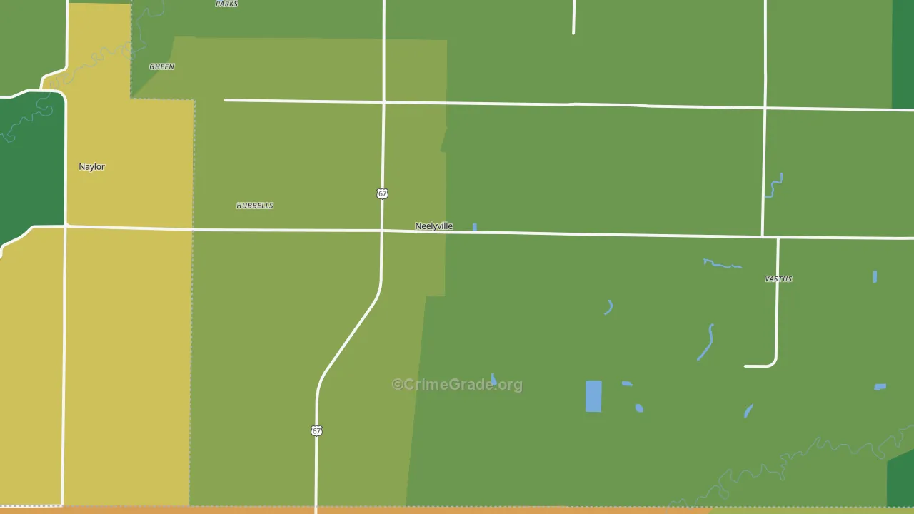 Neelyville, MO Map of Vehicle Theft Rates