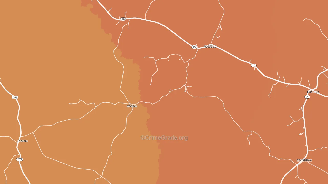 Neenah, AL Map of Vehicle Theft Rates